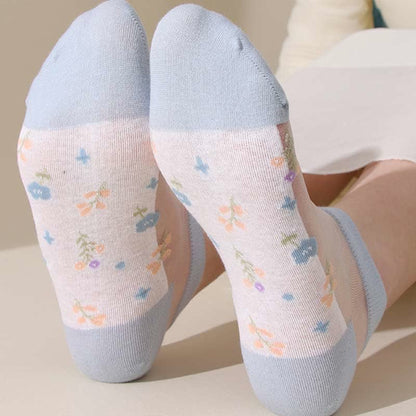 Seamless Breathable Floral Sheer Socks(5 Pairs) - image 14
