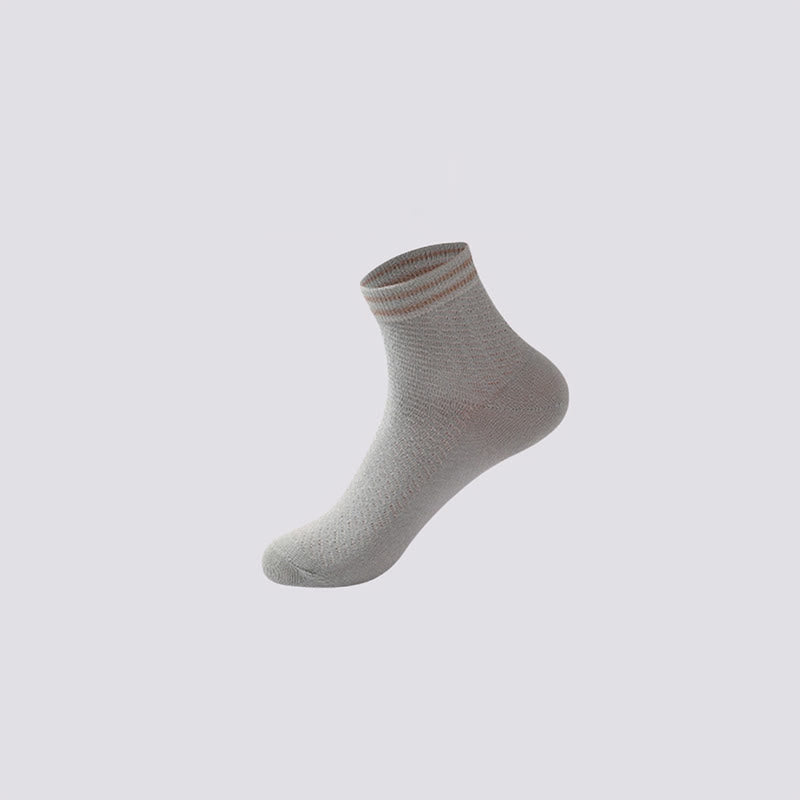 Mesh Breathable Striped Cotton Socks(5 Pairs)