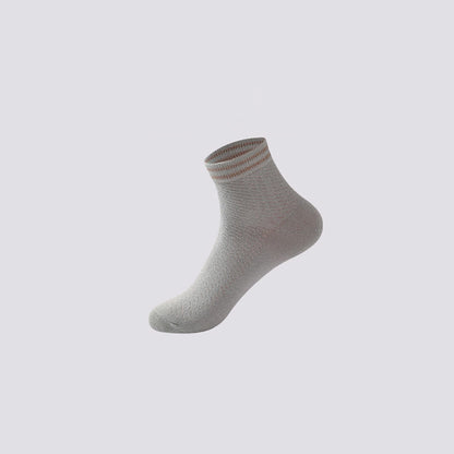 Mesh Breathable Striped Cotton Socks(5 Pairs)