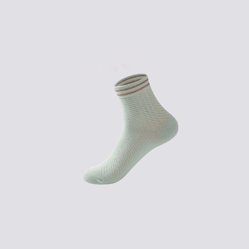 Mesh Breathable Striped Cotton Socks(5 Pairs)