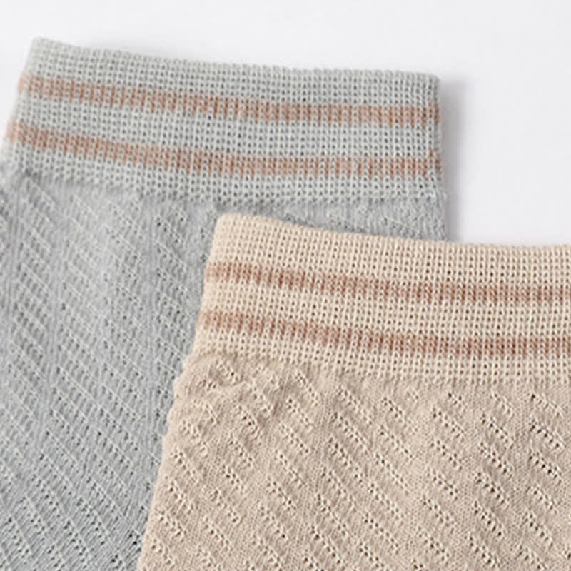 Mesh Breathable Striped Cotton Socks(5 Pairs)