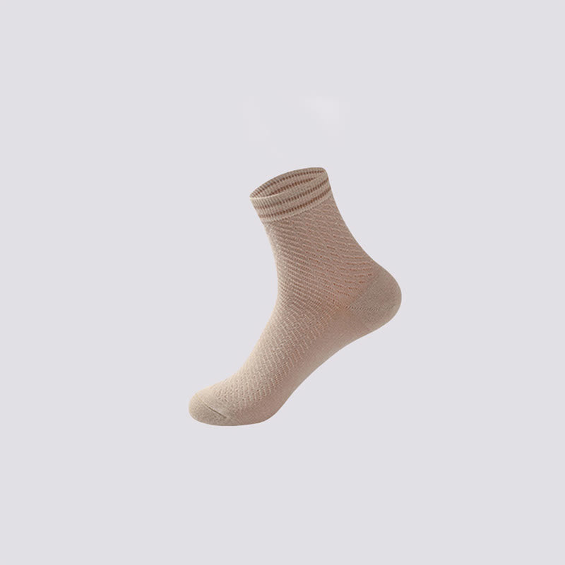 Mesh Breathable Striped Cotton Socks(5 Pairs)