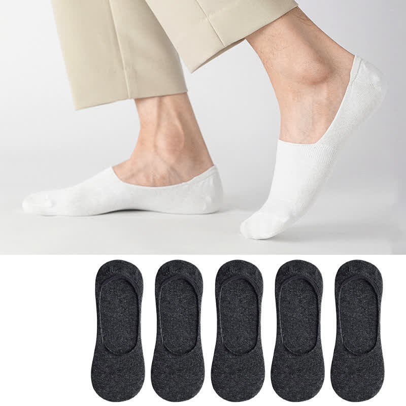 Cotton Invisible Socks(5 Pairs) - Dark Grey - EU45-50(US11-15) - image 13