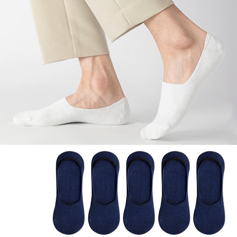 Cotton Invisible Socks(5 Pairs) - Navy Blue - EU45-50(US11-15) - image 14
