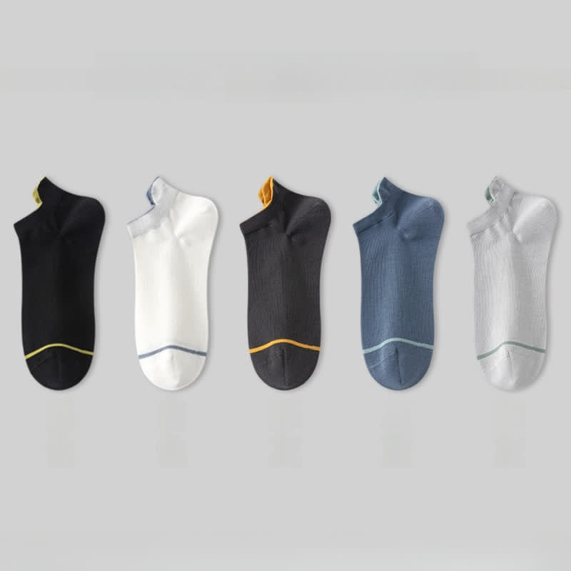 Solid Color Cotton Thin Absorbent Socks(5 Pairs)