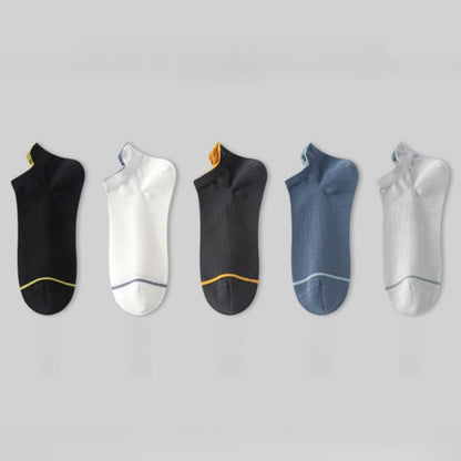 Solid Color Cotton Thin Absorbent Socks(5 Pairs)