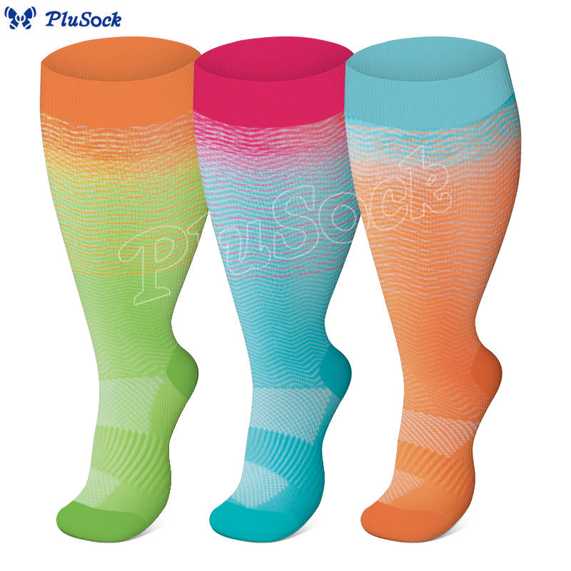 Plus Size Line Gradient Compression Socks - image 0