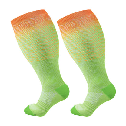 Plus Size Line Gradient Compression Socks(3 Pairs) - Green - 4XL - image 4