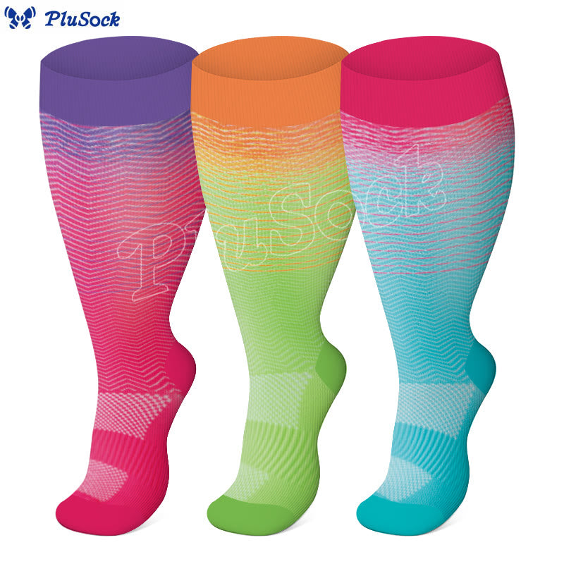 Plus Size Line Gradient Compression Socks - image 1
