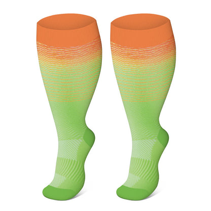 Plus Size Line Gradient Compression Socks(3 Pairs)