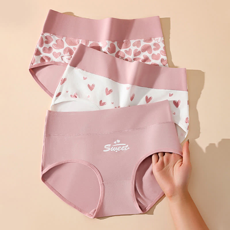 Love Print High Waist Cotton Brief(3 Packs) - image 1