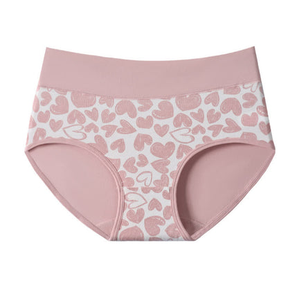 Love Print High Waist Cotton Brief(3 Packs)
