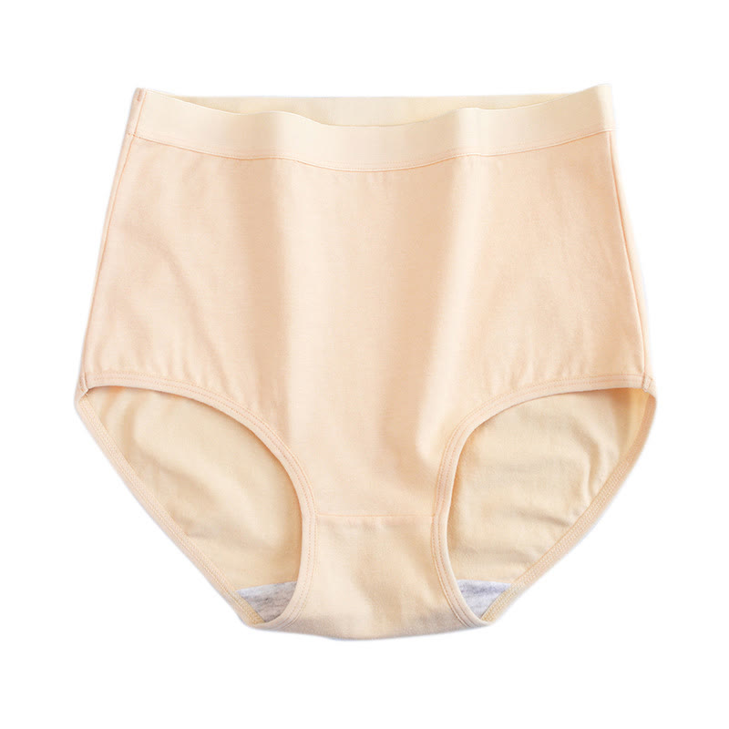 Solid Color High Waist Breathable Soft Cotton Brief(3 Packs) - Apricot - 3XL - image 5