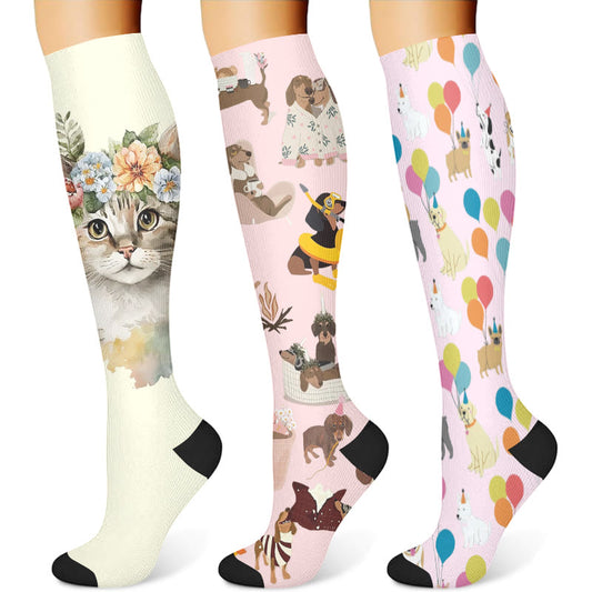 Balloon Dachshund Cat Compression Socks(3 Pairs) - image 1