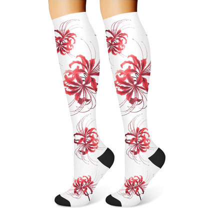 Red Flowers Compression Socks(3 Pairs) - image 2
