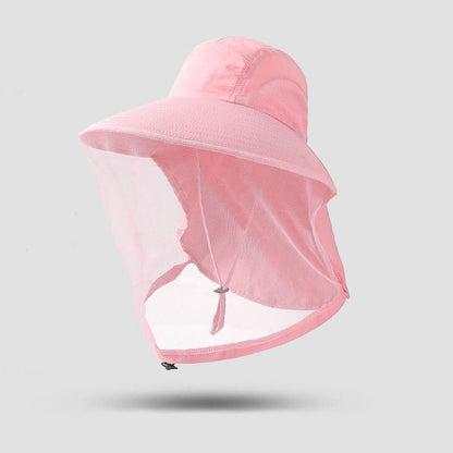 Sun-Protective Breathable Wide-Brim Bucket Hat - Pink - One Size - image 6