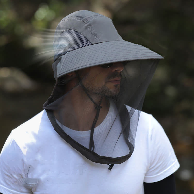 Sun-Protective Breathable Wide-Brim Bucket Hat