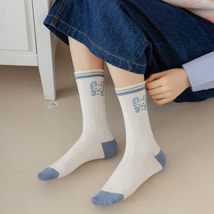 Cartoon Rabbit Print Cotton Quarter Socks(4 Pairs) - image 12