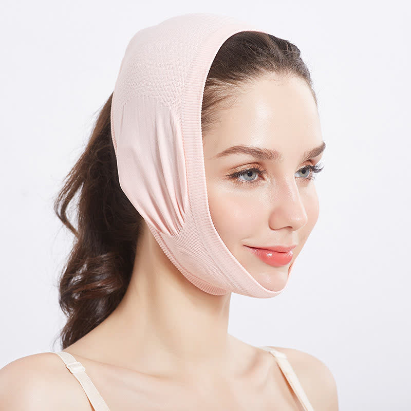 Slimming & Lifting Facial Compression Band - Pink - One Size - image 0
