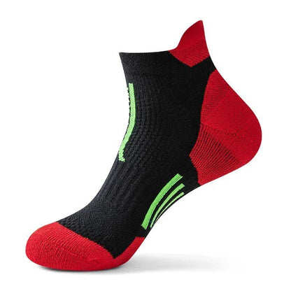 Color-Block Sports Compression Ankle Socks(5 Pairs) - Red - EU38-44(US5-10) - image 13