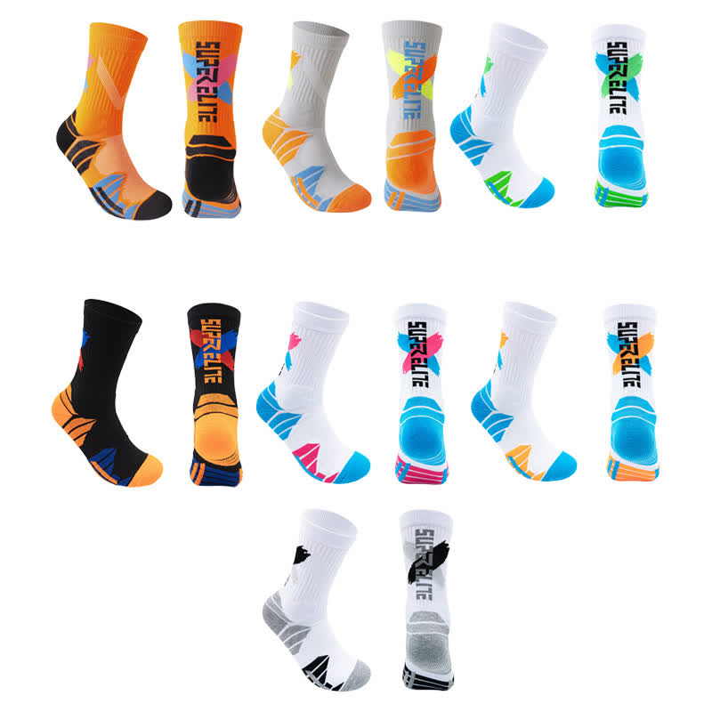 Color-Block Cushioned Support Basketball Quarter Socks(7 Pairs) - Multicolor - EU38-44(US5-10) - image 0