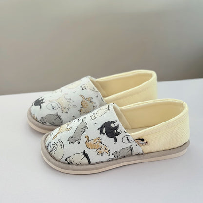 Cat Print Non-Slip Canvas Home Slippers
