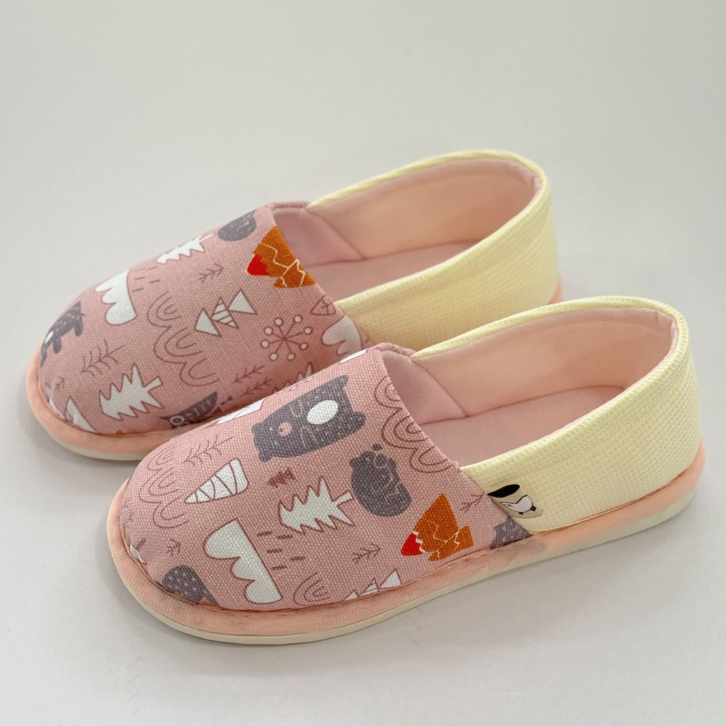 Cute Animal Print Non-Slip Canvas Home Slippers - Pink - US8.5-9 - image 3