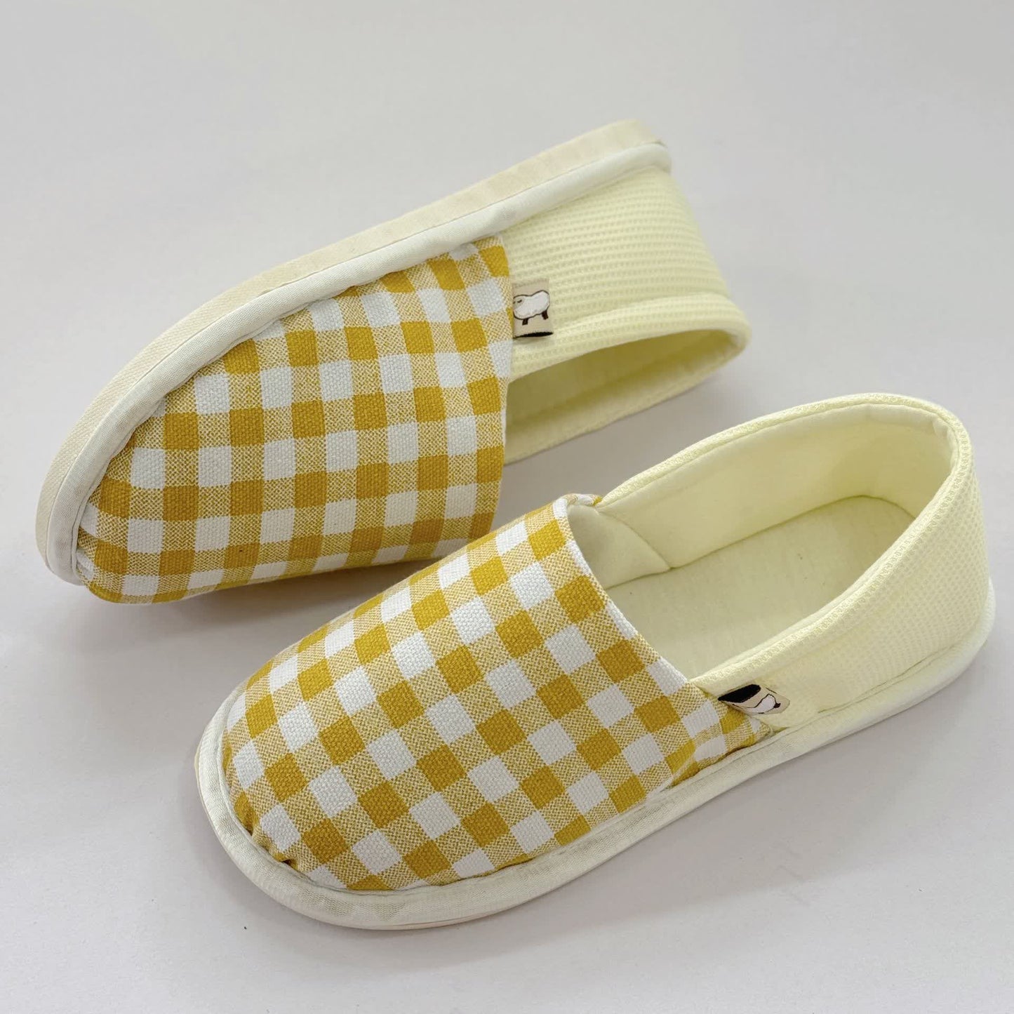 Plaid Print Non-Slip Canvas Home Slippers
