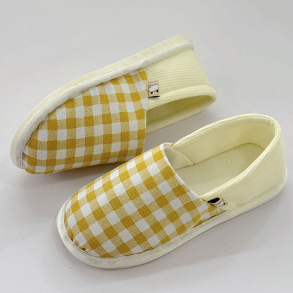 Plaid Print Non-Slip Canvas Home Slippers