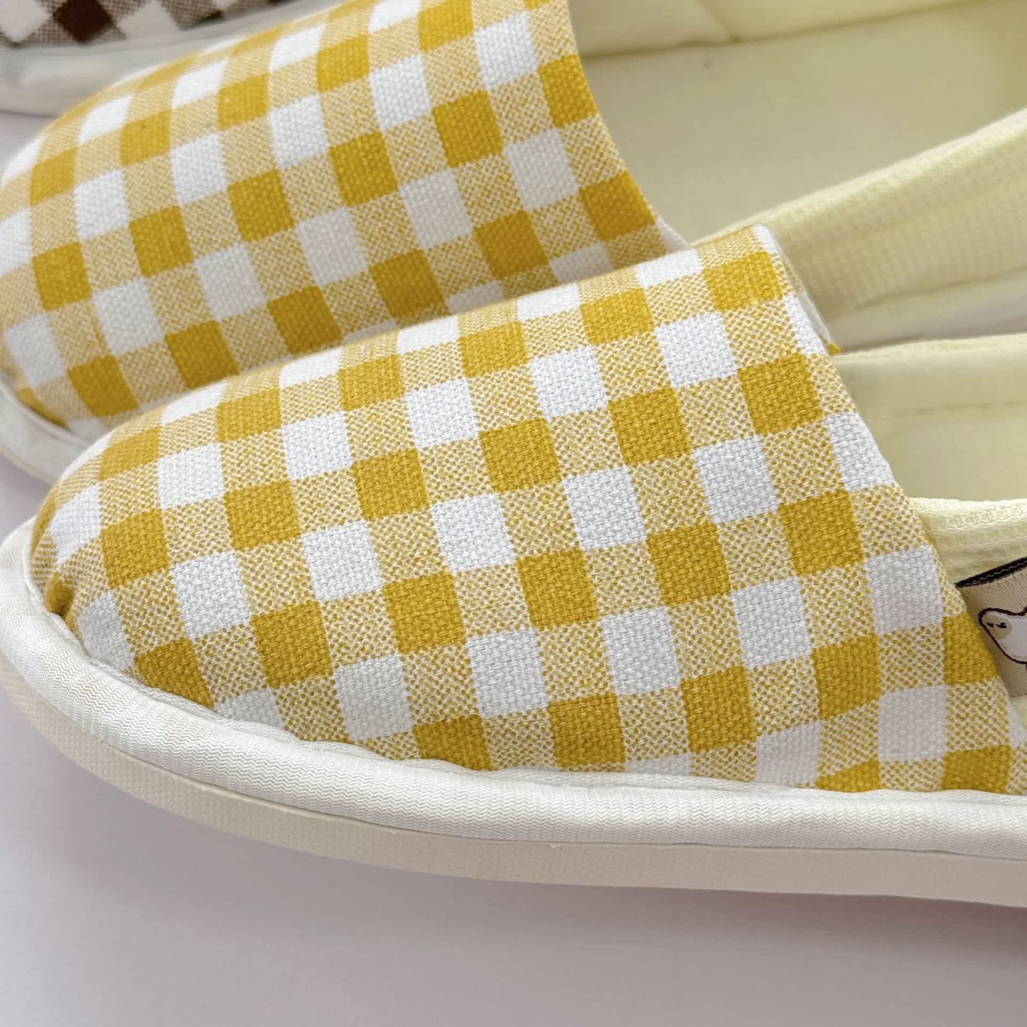 Plaid Print Non-Slip Canvas Home Slippers