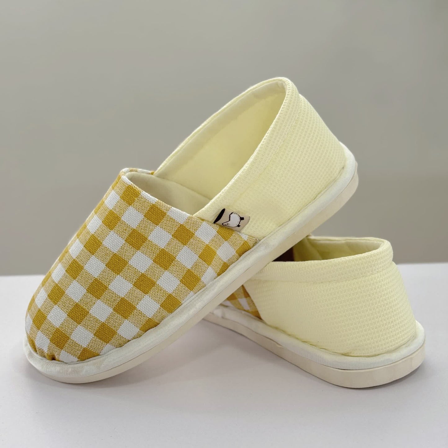 Plaid Print Non-Slip Canvas Home Slippers