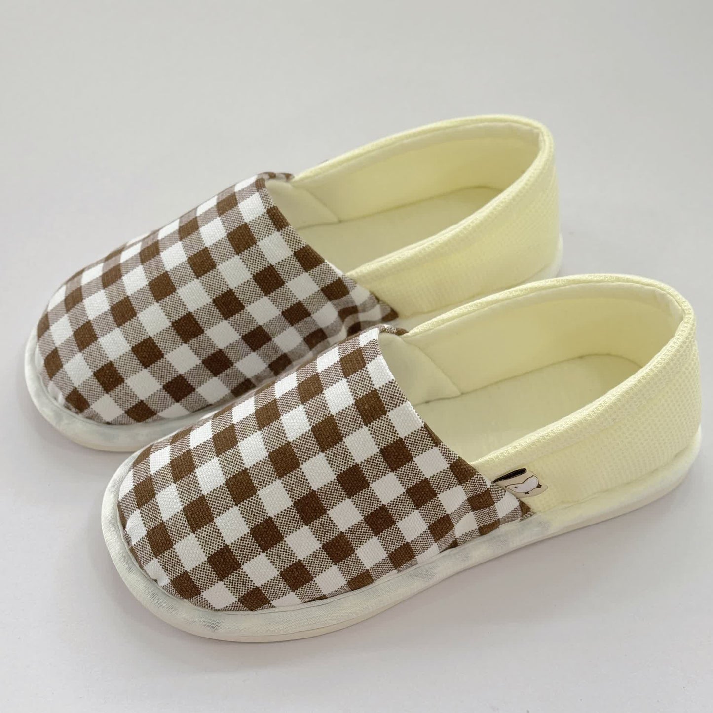 Plaid Print Non-Slip Canvas Home Slippers
