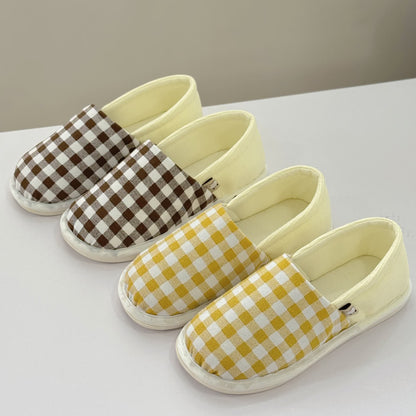 Plaid Print Non-Slip Canvas Home Slippers