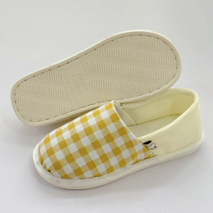 Plaid Print Non-Slip Canvas Home Slippers