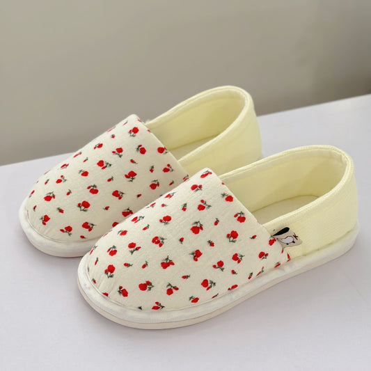 Floral Non-Slip Canvas Home Slippers - US8.5-9 - image 0