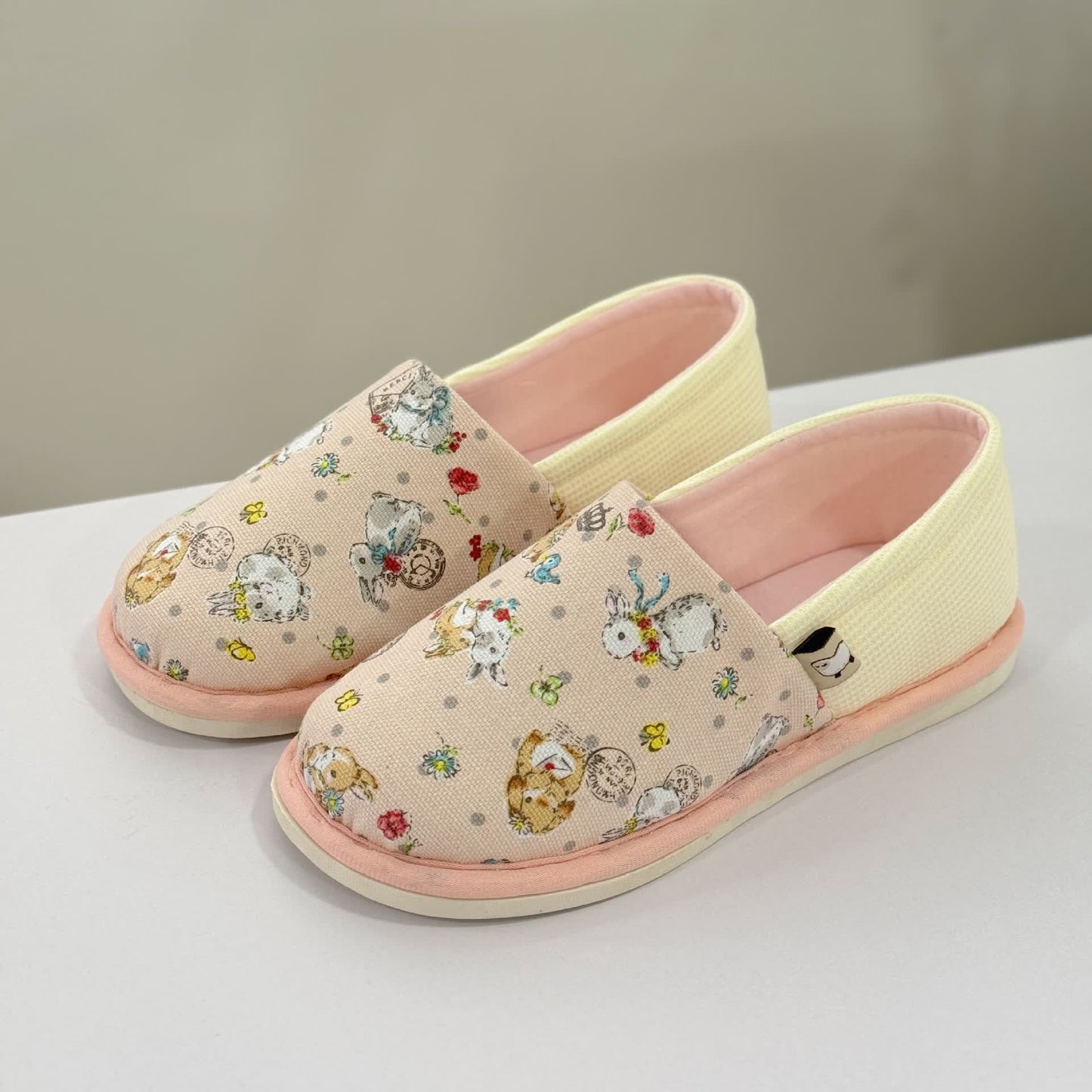 Rabbit Print Non-Slip Canvas Home Slippers - image 2