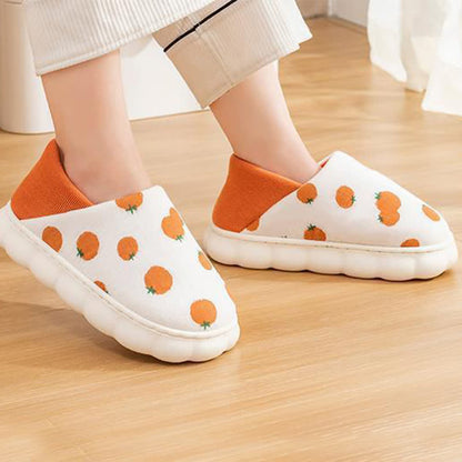 Cartoon Print Thick-Soled Non-Slip Closed-Back Slippers - Orange - US6-7 - image 2