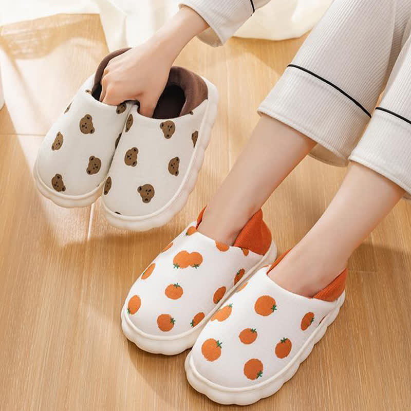 Cartoon Print Thick-Soled Non-Slip Closed-Back Slippers - image 0