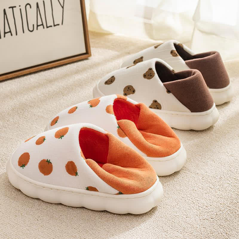 Cartoon Print Thick-Soled Non-Slip Closed-Back Slippers - image 1