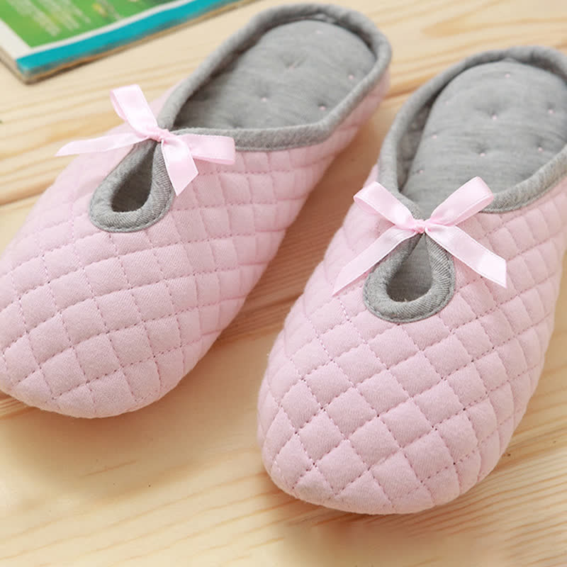 Elegant Bow Breathable Maternity Home Slippers - Pink - US7/7.5 - image 1