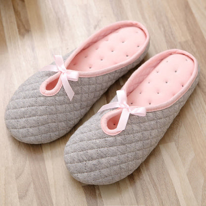 Elegant Bow Breathable Maternity Home Slippers - Grey - US7/7.5 - image 6