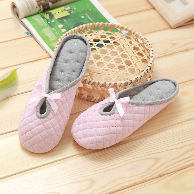 Elegant Bow Breathable Maternity Home Slippers - image 3