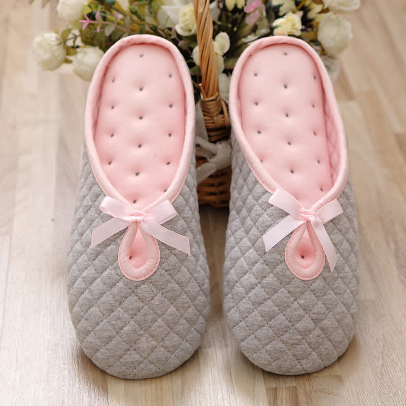 Elegant Bow Breathable Maternity Home Slippers