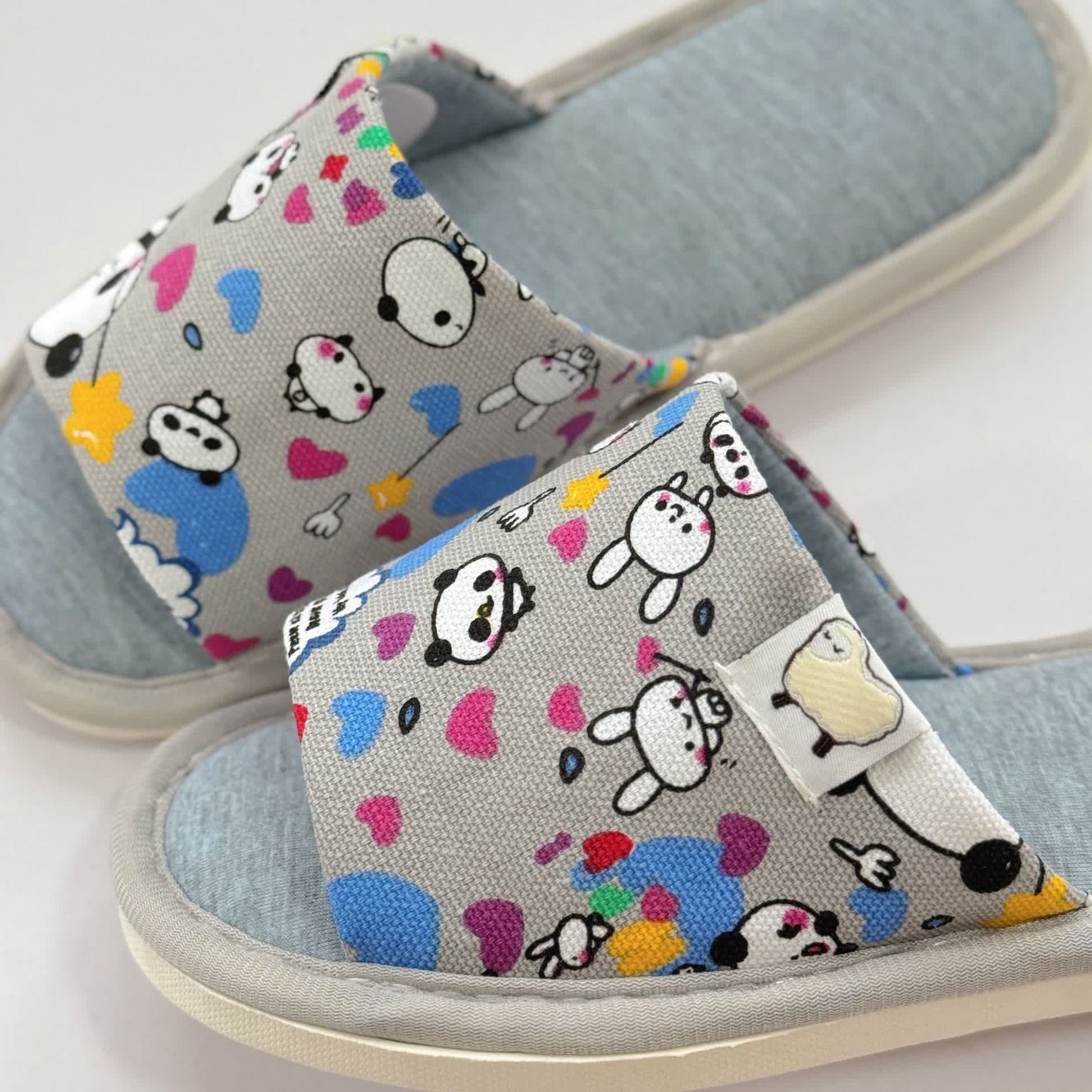 Cartoon Print Canvas Open-Toe Home Slippers - image 10