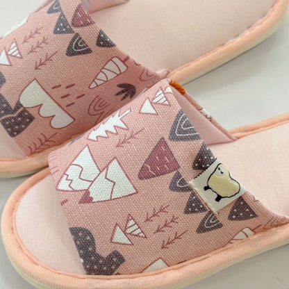 Cartoon Print Canvas Open-Toe Home Slippers - image 6