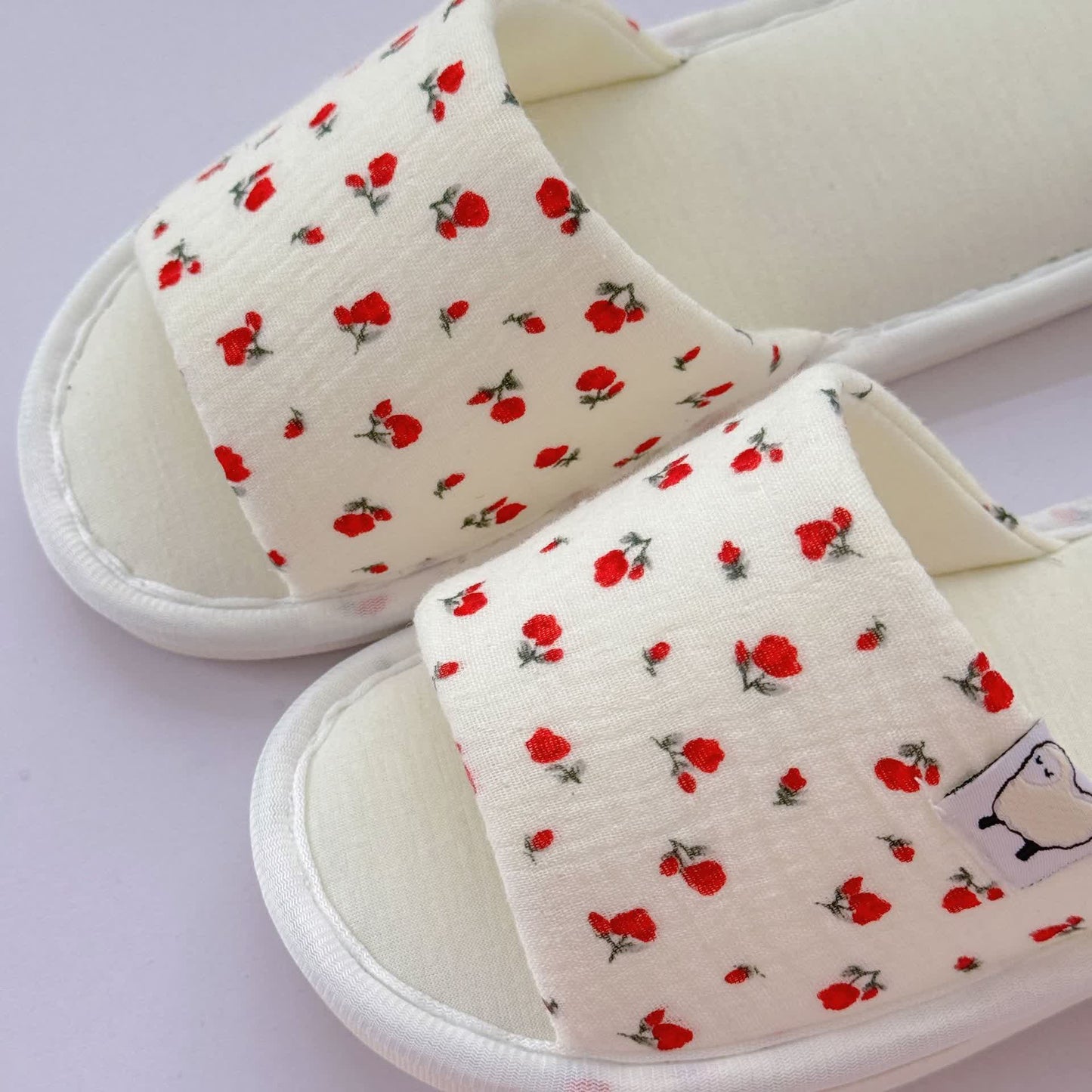Floral Canvas Open-Toe Home Slippers - image 8