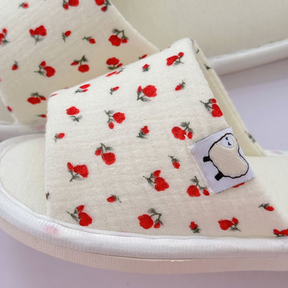Floral Canvas Open-Toe Home Slippers - image 9