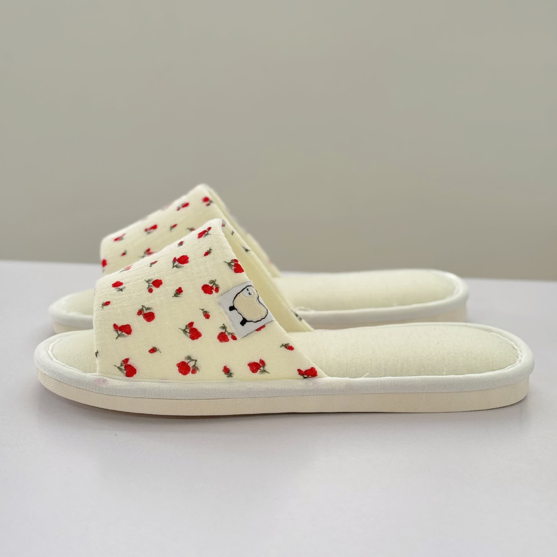 Floral Canvas Open-Toe Home Slippers - image 7