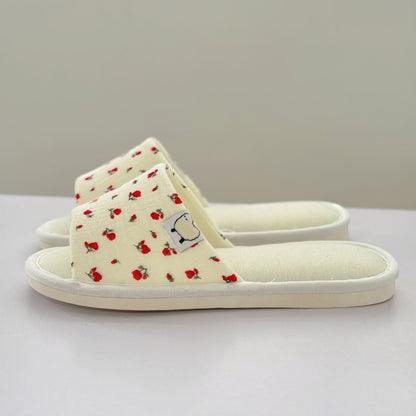Floral Canvas Open-Toe Home Slippers - image 7