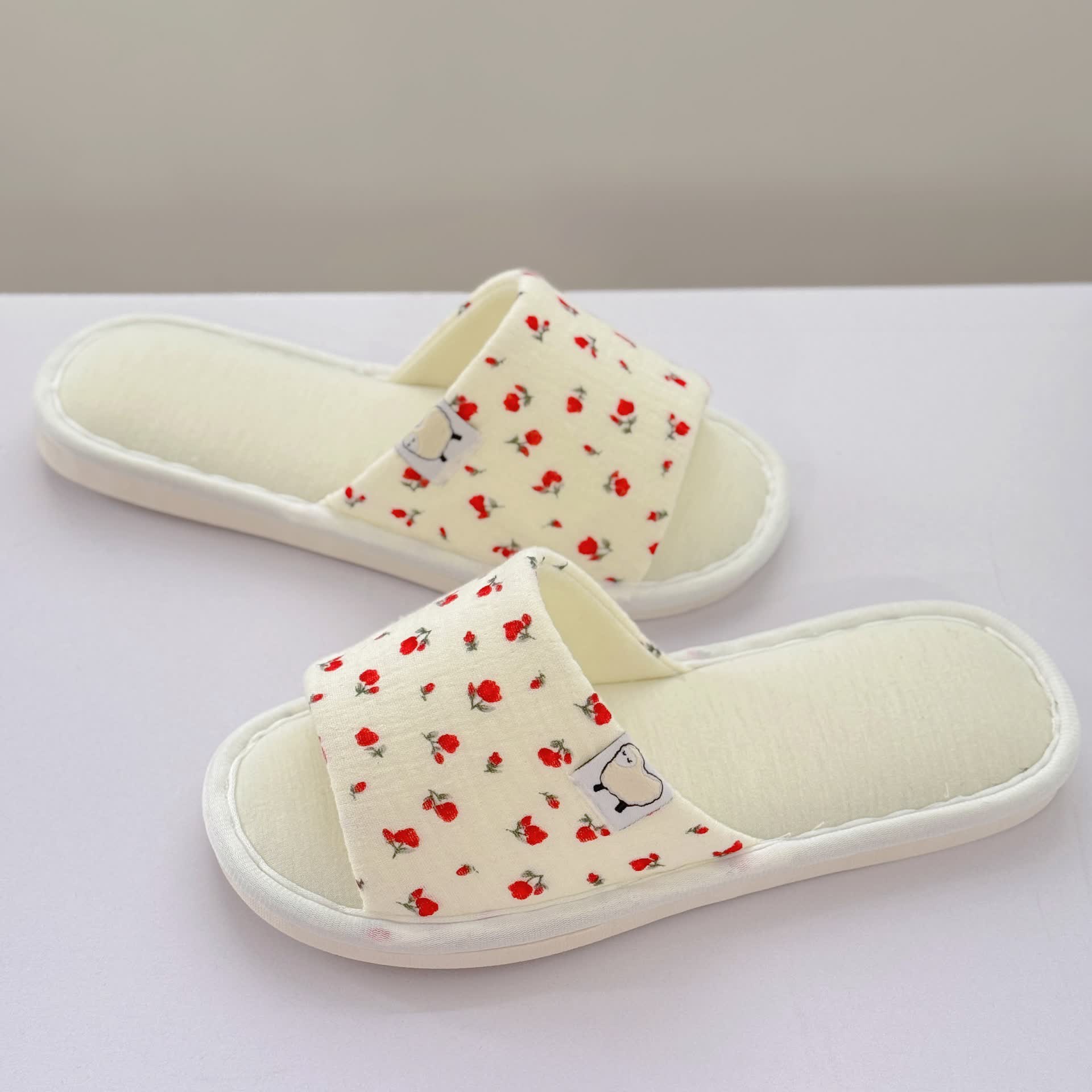 Floral Canvas Open-Toe Home Slippers - image 4